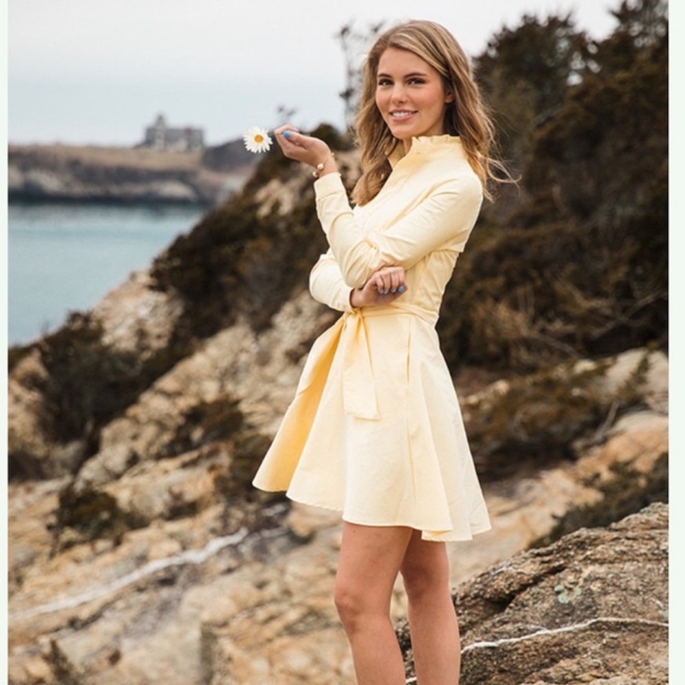 KJP cape summering dress yellow Medium NWT